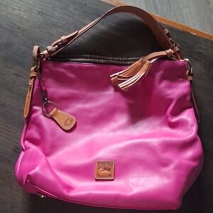 Dooney & Bourke Pink Hobo Bag with Leather Accents